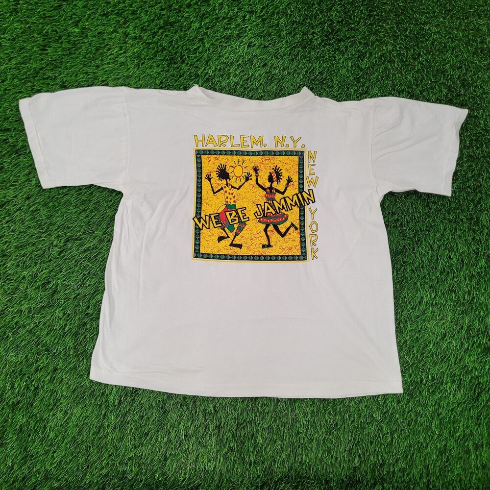 Vintage Harlem NY We-Be-Jammin Shirt Womens XL 22x22 Boxy Cropped USA